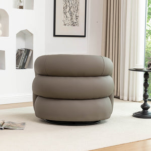 SEYNAR Modern Glam PU Leather 360 Degree Swivel Accent Armchair with Metal Base