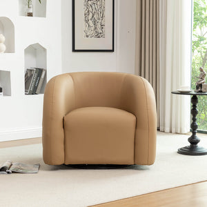 SEYNAR Modern Glam PU Leather 360 Degree Swivel Accent Armchair with Metal Base