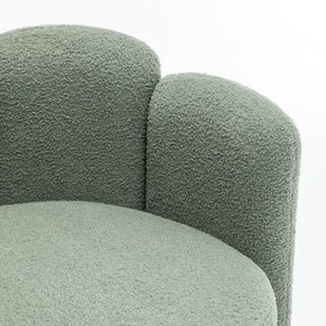 SEYNAR Modern Glam Faux Sherpa Upholstered Round Accent Chair with Flower Shaped Back Design(Single/Set of 2)