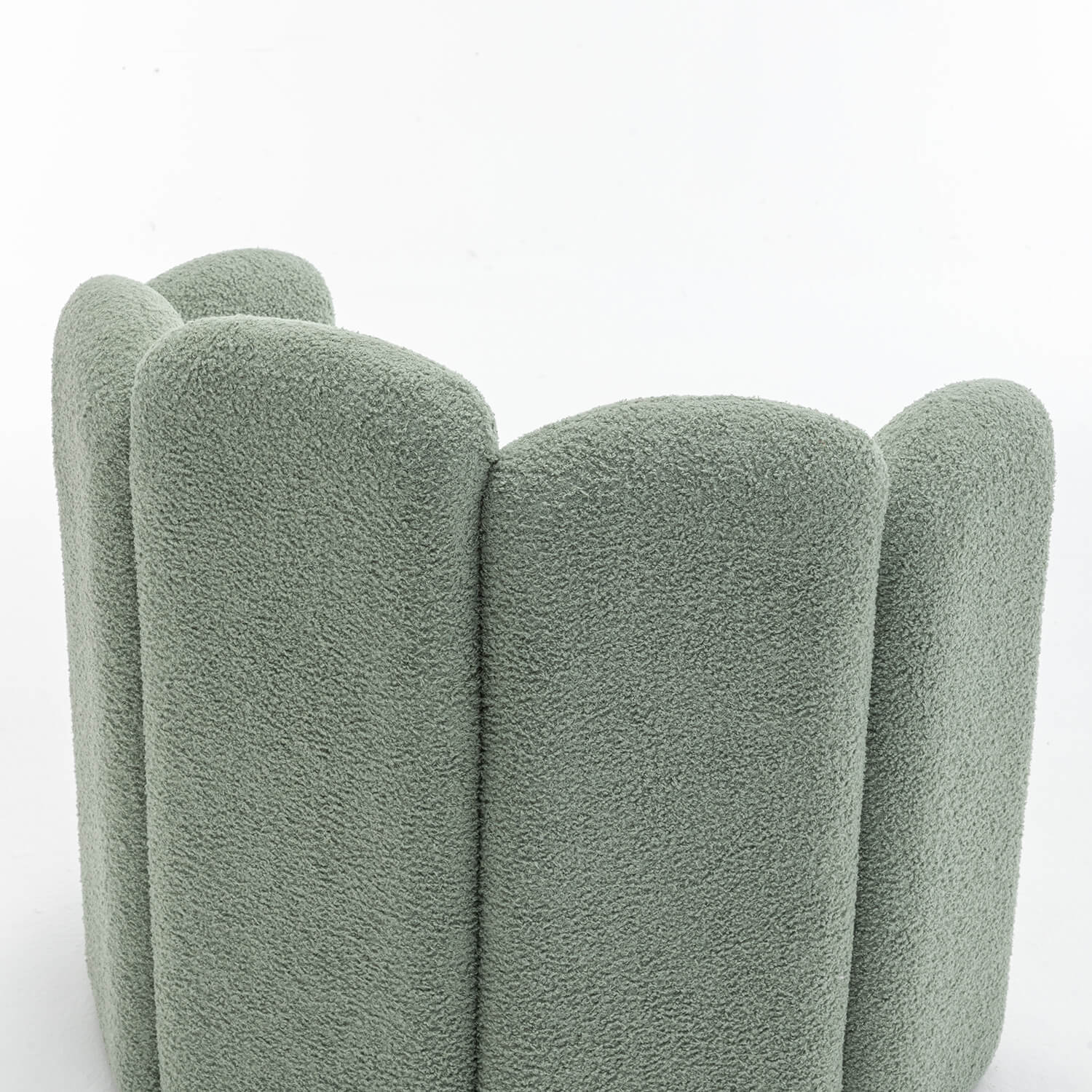 SEYNAR Modern Glam Faux Sherpa Upholstered Round Accent Chair with Flower Shaped Back Design(Single/Set of 2)