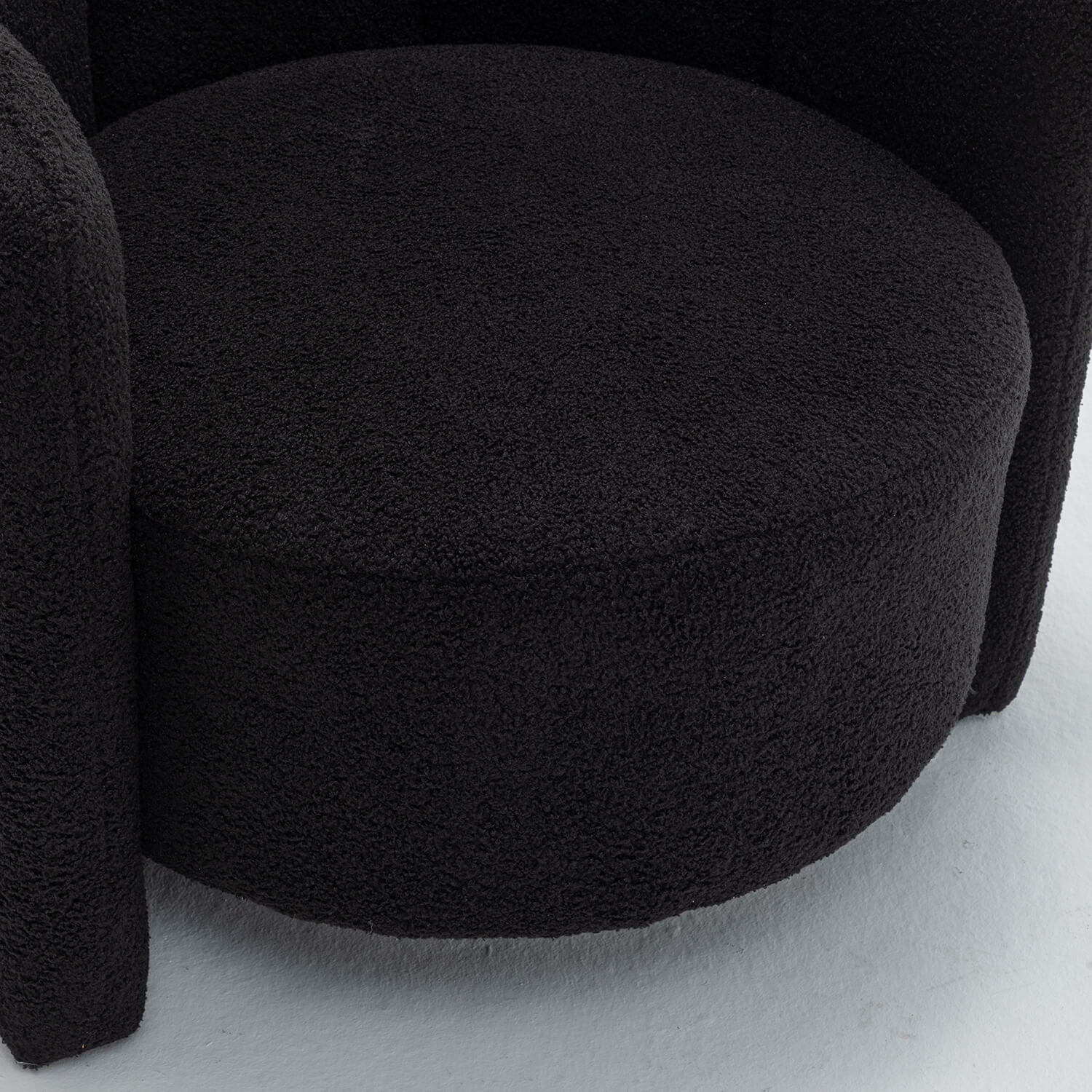 SEYNAR Modern Glam Faux Sherpa Upholstered Round Accent Chair with Flower Shaped Back Design(Single/Set of 2)