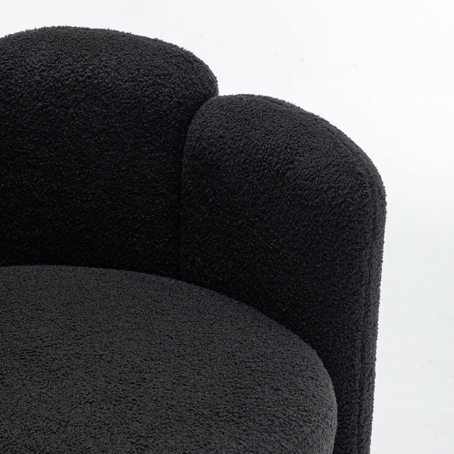 SEYNAR Modern Glam Faux Sherpa Upholstered Round Accent Chair with Flower Shaped Back Design(Single/Set of 2)
