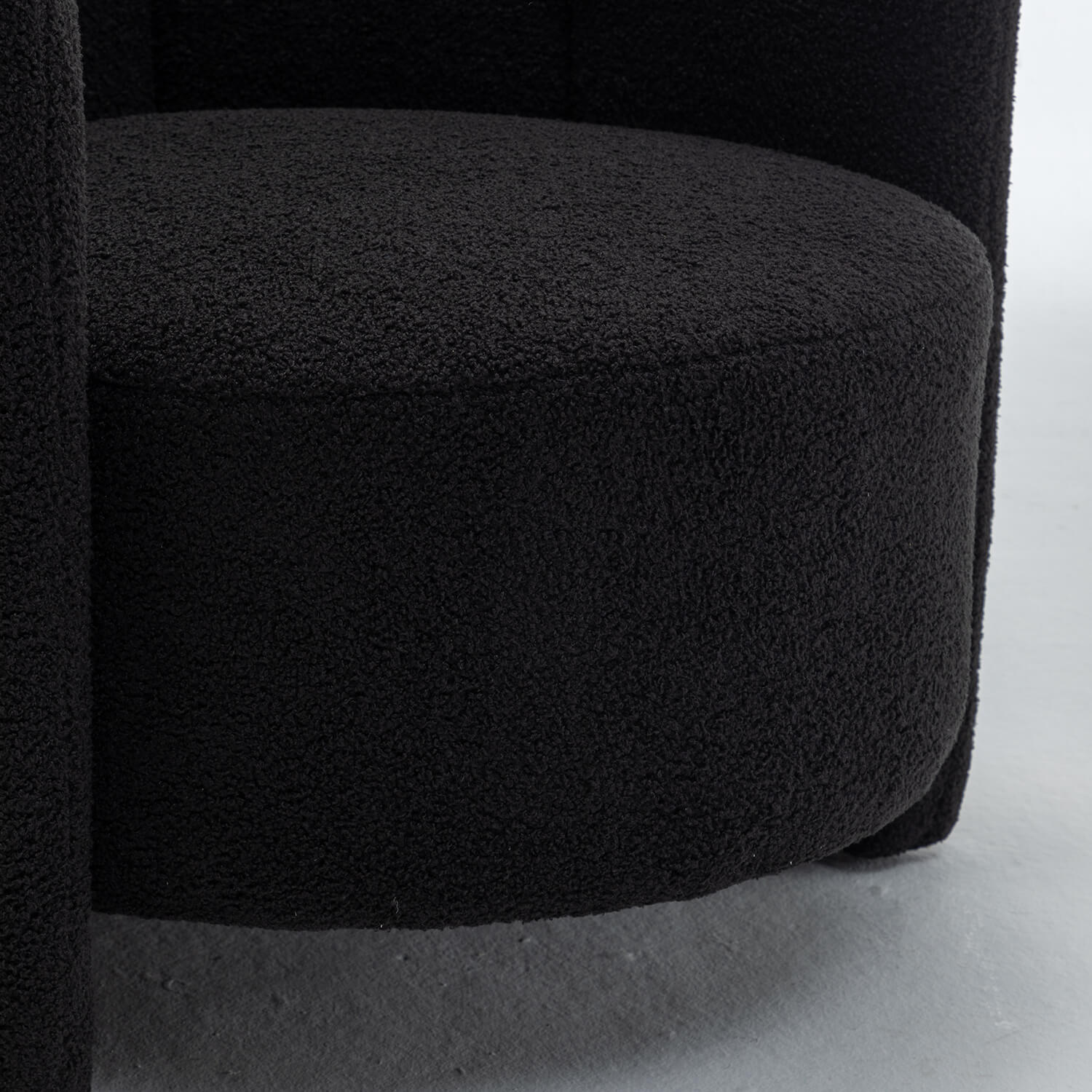 SEYNAR Modern Glam Faux Sherpa Upholstered Round Accent Chair with Flower Shaped Back Design(Single/Set of 2)