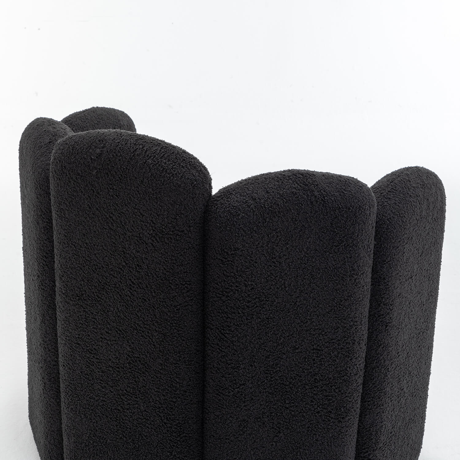 SEYNAR Modern Glam Faux Sherpa Upholstered Round Accent Chair with Flower Shaped Back Design(Single/Set of 2)