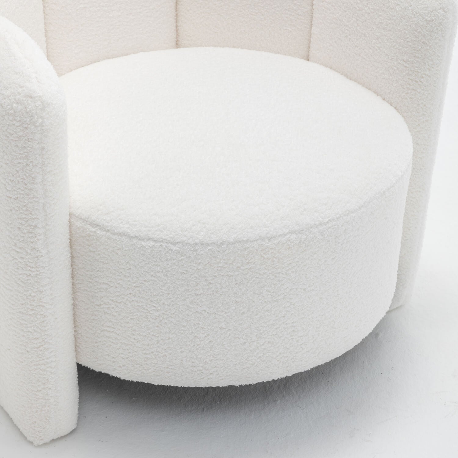 SEYNAR Modern Glam Faux Sherpa Upholstered Round Accent Chair with Flower Shaped Back Design(Single/Set of 2)