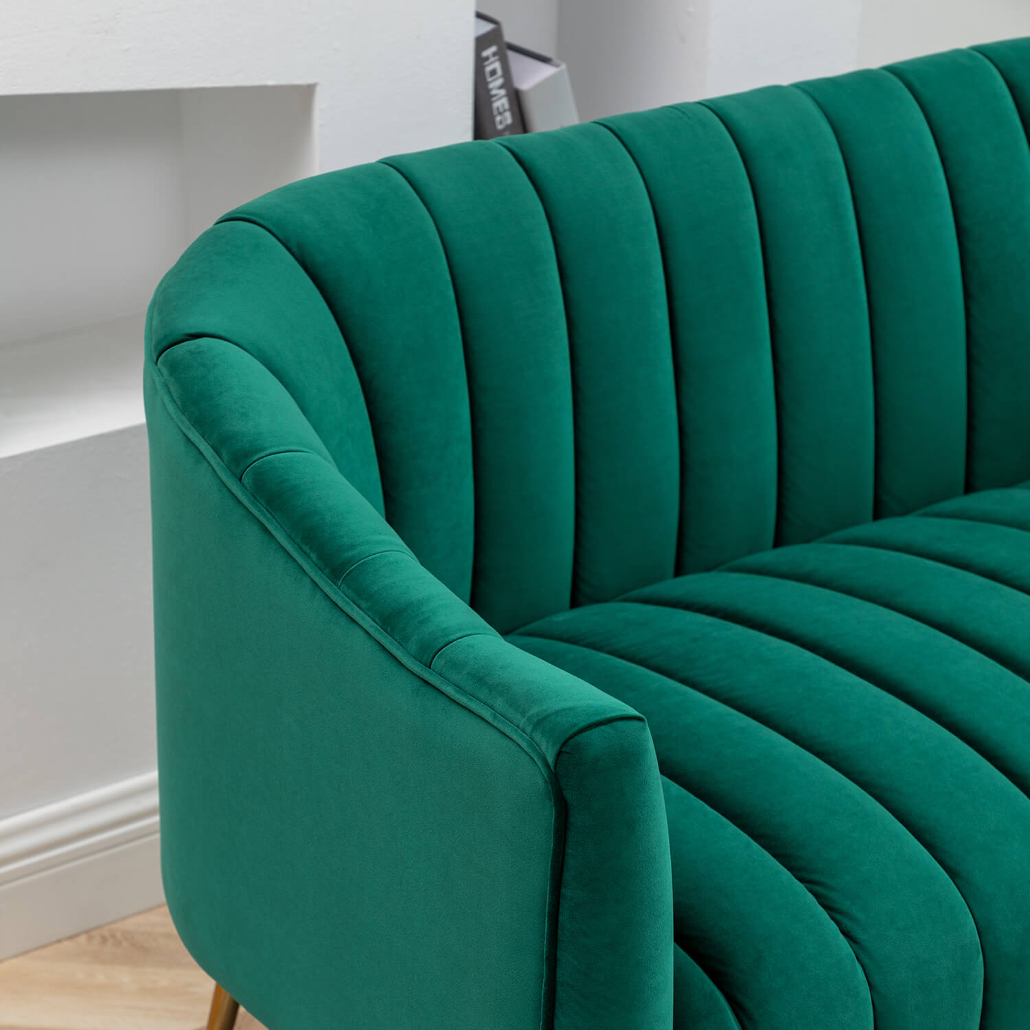 SEYNAR Modern Glam Comfy 50" Metal Legs Curved Sofa 2 Seaters Loveseat with Tufted Back