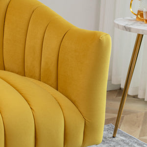 SEYNAR Modern Glam Comfy 50" Metal Legs Curved Sofa 2 Seaters Loveseat with Tufted Back