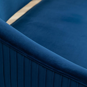 SEYNAR Modern 51'' Velvet Tufted Loveseat Open Back with Golden Metal Legs