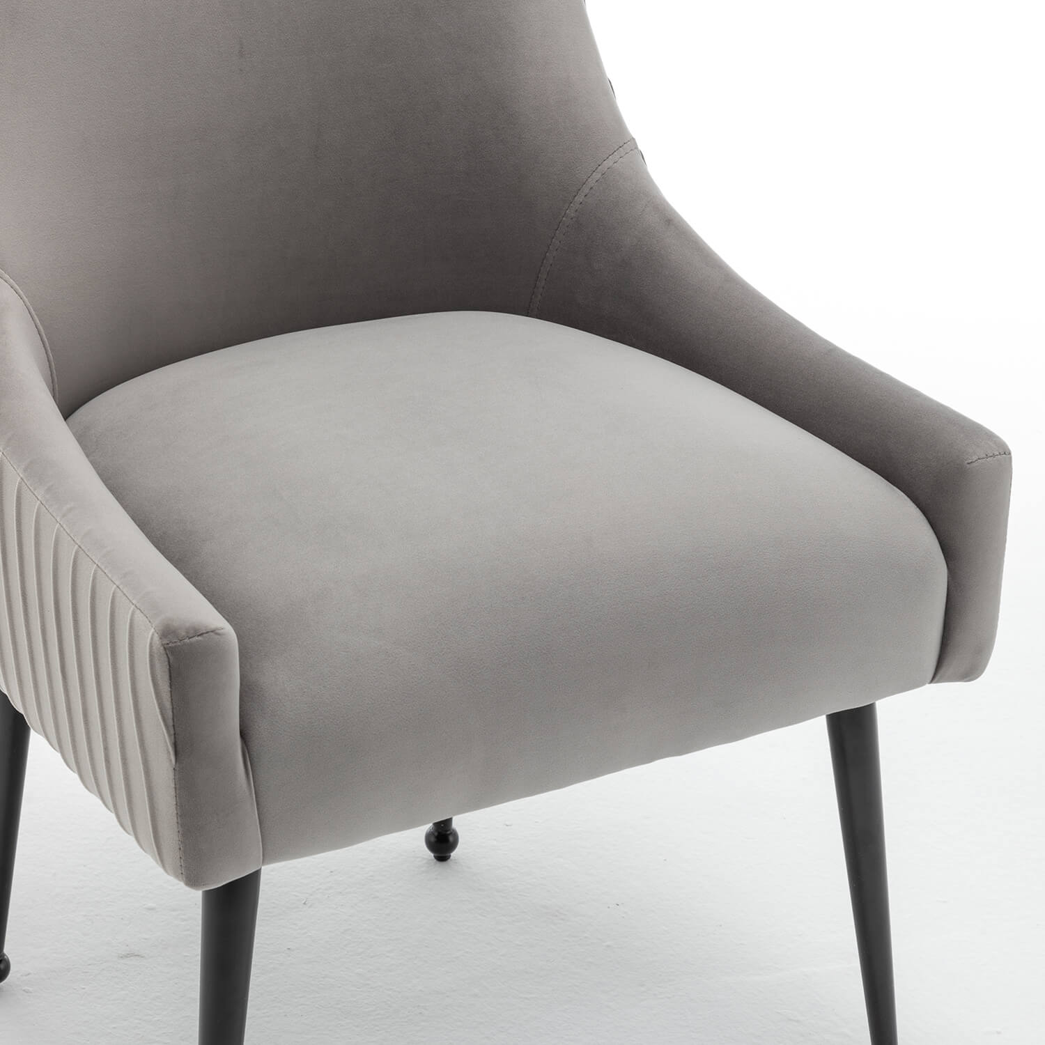 SEYNAR Modern Glam Velvet Black Metal Legs Dining Chair or Vanity Chair Set of 2/4/6 with Rear Handle