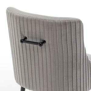 SEYNAR Modern Glam Velvet Black Metal Legs Dining Chair or Vanity Chair Set of 2/4/6 with Rear Handle