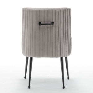 SEYNAR Modern Glam Velvet Black Metal Legs Dining Chair or Vanity Chair Set of 2/4/6 with Rear Handle