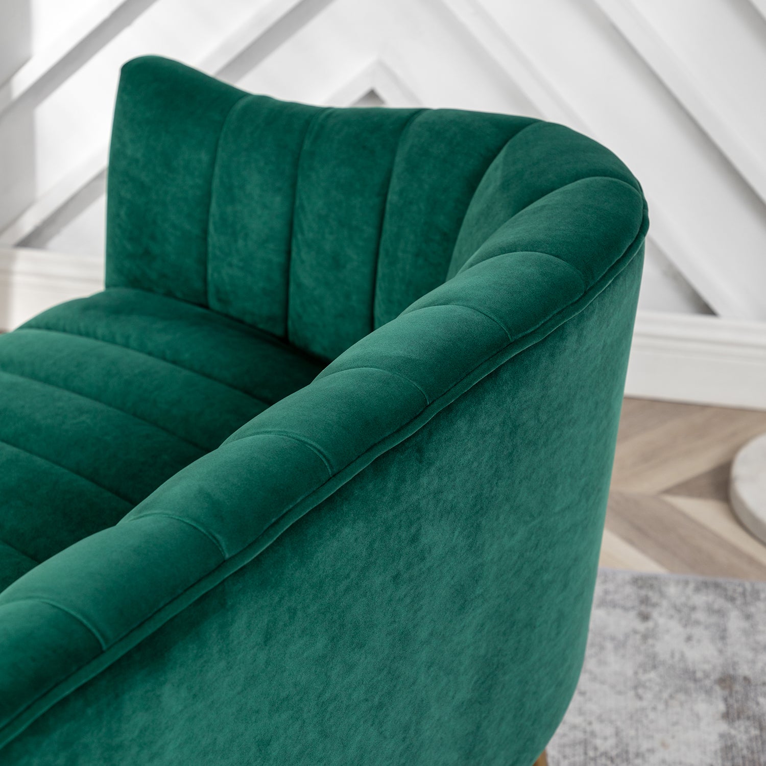 SEYNAR Modern 51'' Velvet Tufted Loveseat Open Back with Golden Metal Legs