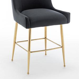 SEYNAR Modern Velvet 39'' H Metal Leg Counter or Bar Stools Set of 2/4
