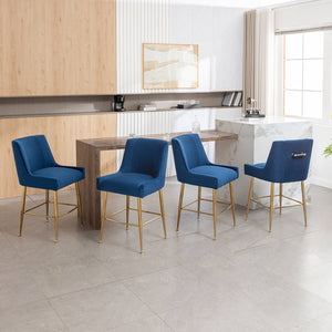SEYNAR Modern Velvet 39'' H Metal Leg Counter or Bar Stools Set of 2/4