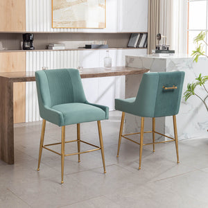 SEYNAR Modern Velvet 39'' H Metal Leg Counter or Bar Stools Set of 2/4