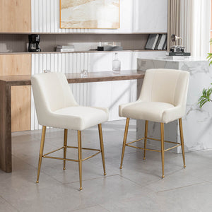 SEYNAR Modern Velvet 39'' H Metal Leg Counter or Bar Stools Set of 2/4
