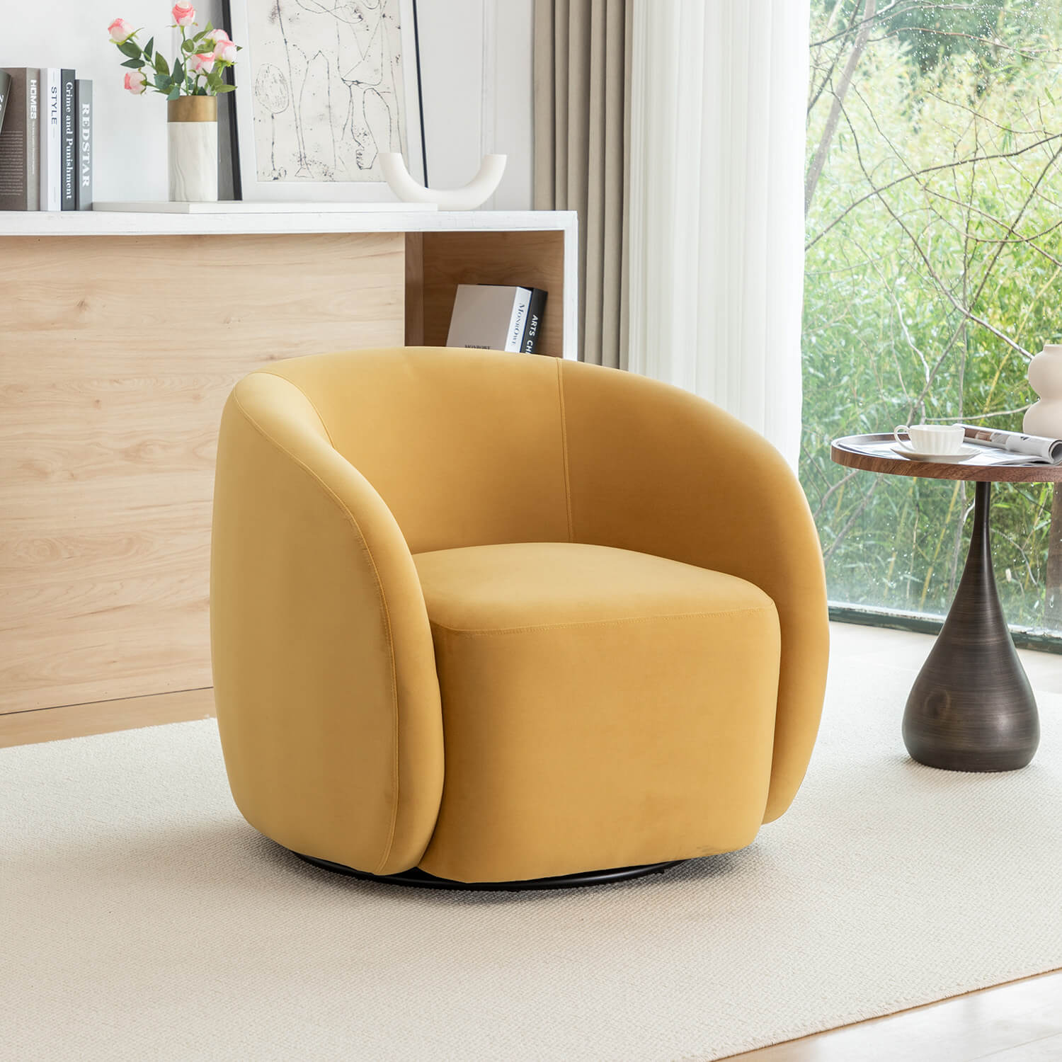 SEYNAR Modern Glam Velvet Upholstered 360 Degree Swivel Accent Armchair(Single/Set of 2)