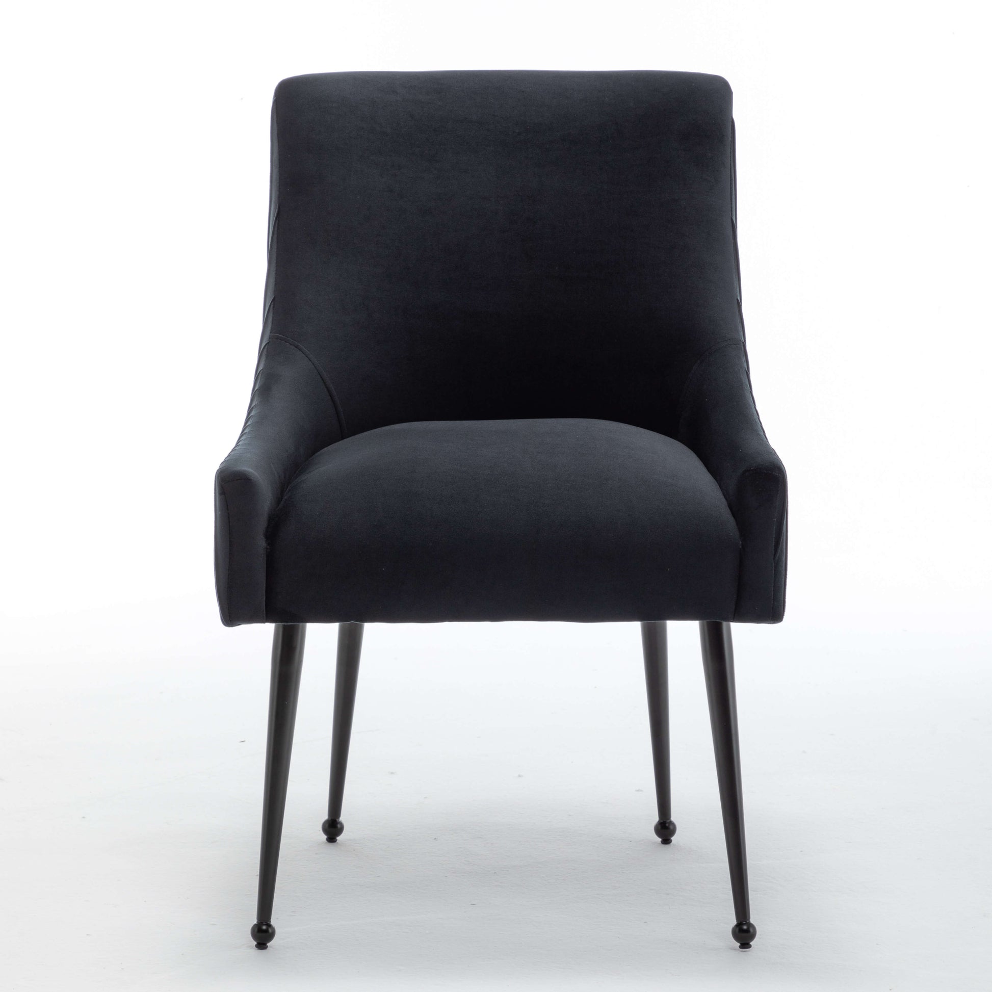 SEYNAR Modern Glam Velvet Black Metal Legs Dining Chair or Vanity Chair Set of 2/4/6 with Rear Handle