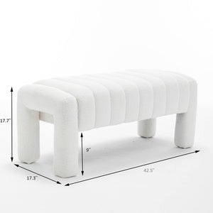 SEYNAR Modern Glam Teddy Velvet Fabric Rectangle Ottoman