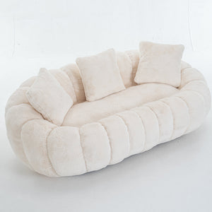SEYNAR 75" Modern Loveseat Sofa with 3 Pillows, Cozy Faux Fur Double Couch for Living Room