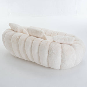 SEYNAR 75" Modern Loveseat Sofa with 3 Pillows, Cozy Faux Fur Double Couch for Living Room