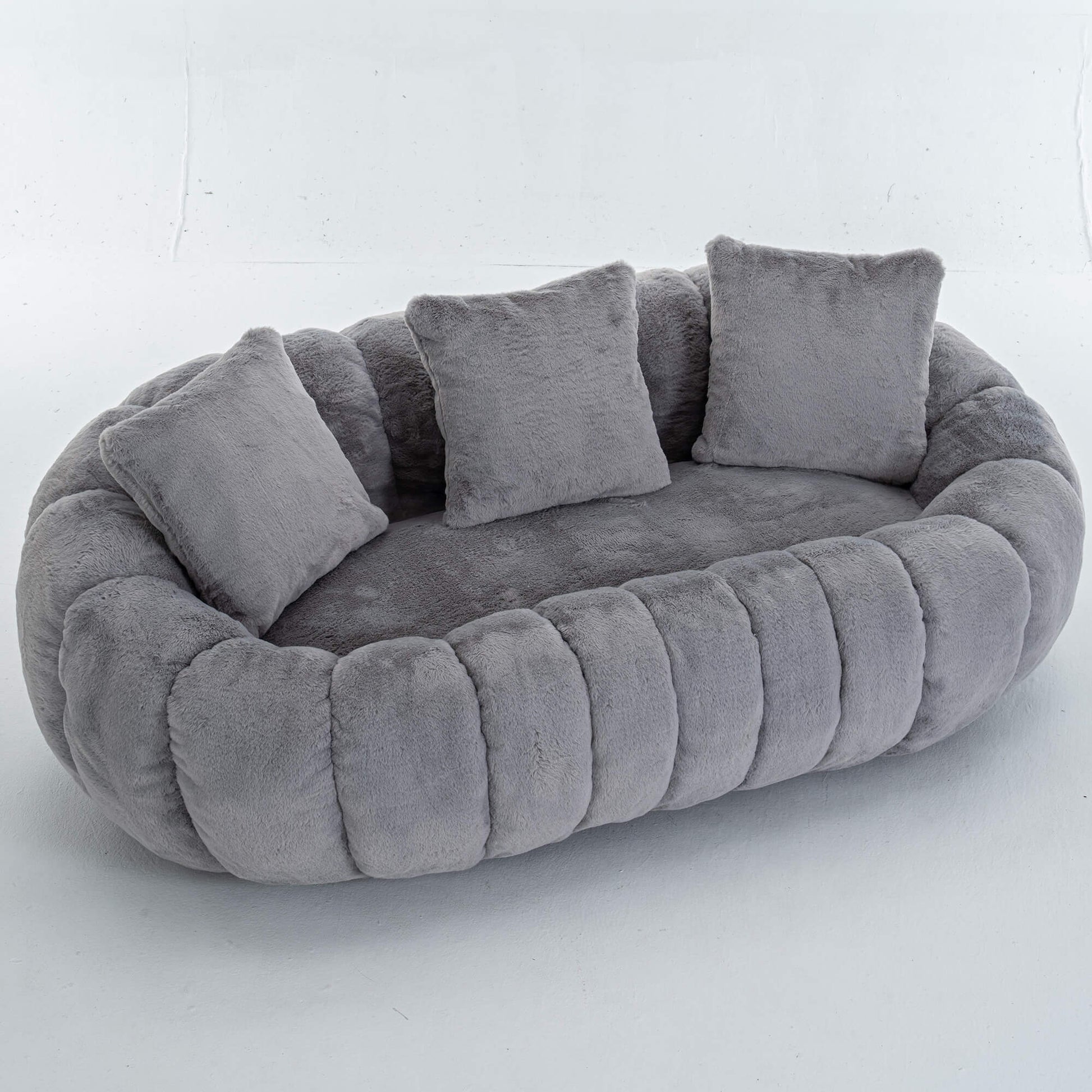 SEYNAR 75" Modern Loveseat Sofa with 3 Pillows, Cozy Faux Fur Double Couch for Living Room