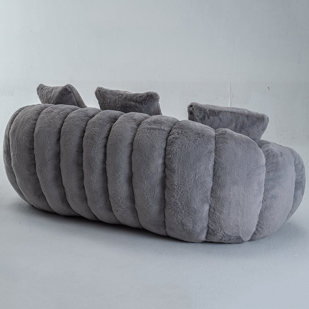 SEYNAR 75" Modern Loveseat Sofa with 3 Pillows, Cozy Faux Fur Double Couch for Living Room