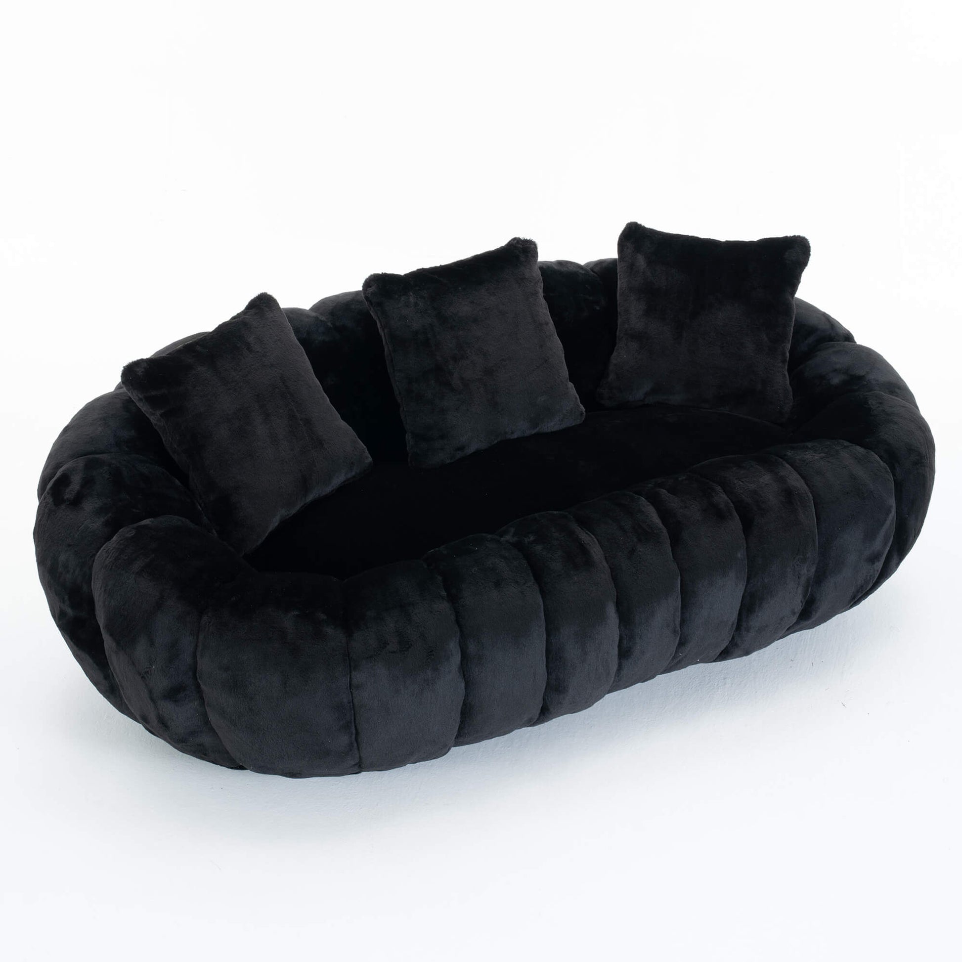 SEYNAR 75" Modern Loveseat Sofa with 3 Pillows, Cozy Faux Fur Double Couch for Living Room