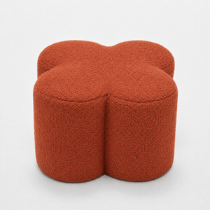 SEYNAR Modern Teddy Fabric Ottoman, Clover Footstool Footrest for Living Room