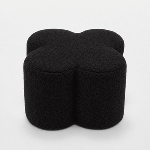 SEYNAR Modern Teddy Fabric Ottoman, Clover Footstool Footrest for Living Room