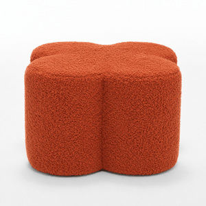 SEYNAR Modern Teddy Fabric Ottoman, Clover Footstool Footrest for Living Room