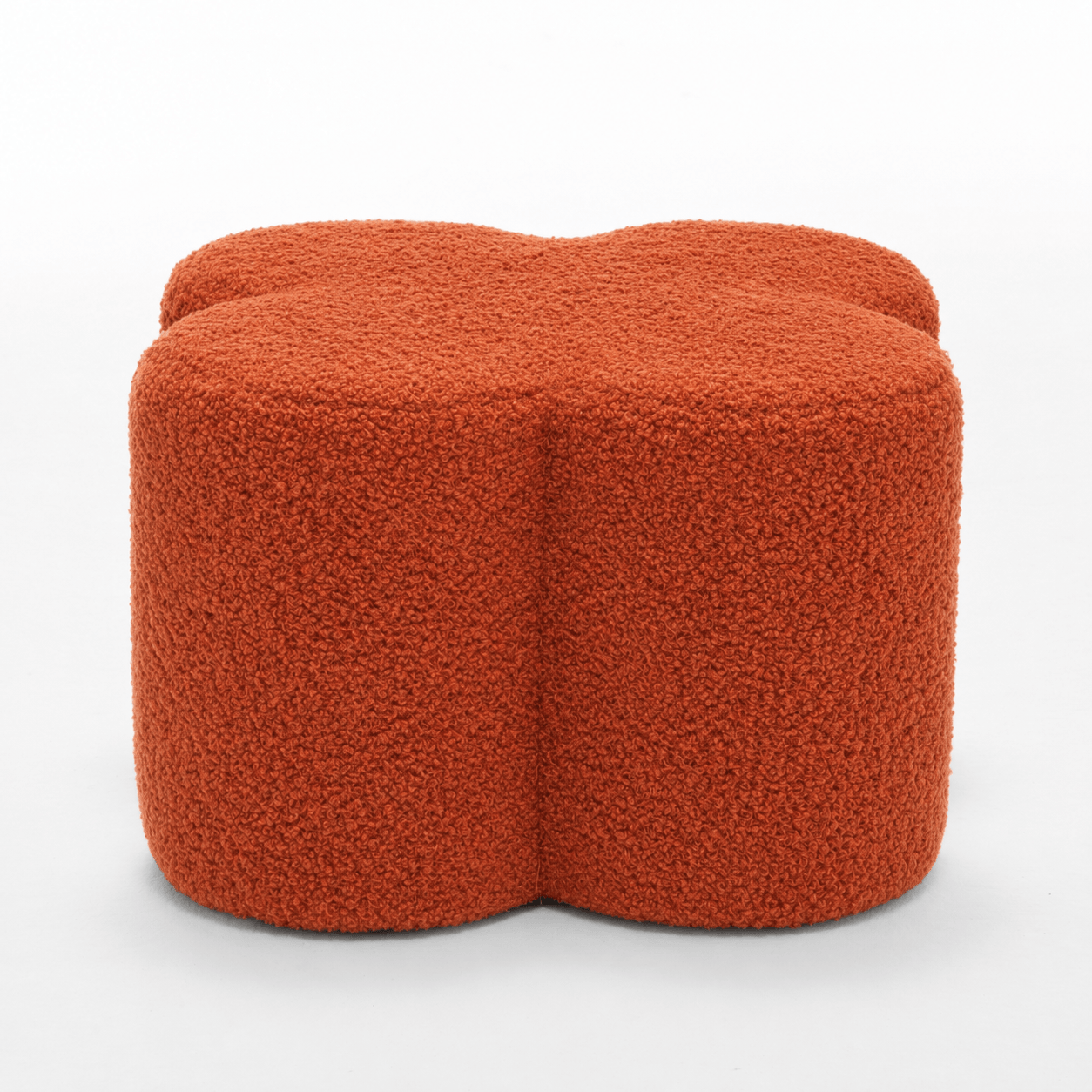 SEYNAR Modern Teddy Fabric Ottoman, Clover Footstool Footrest for Living Room