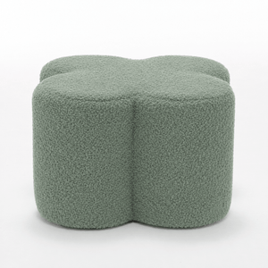 SEYNAR Modern Teddy Fabric Ottoman, Clover Footstool Footrest for Living Room