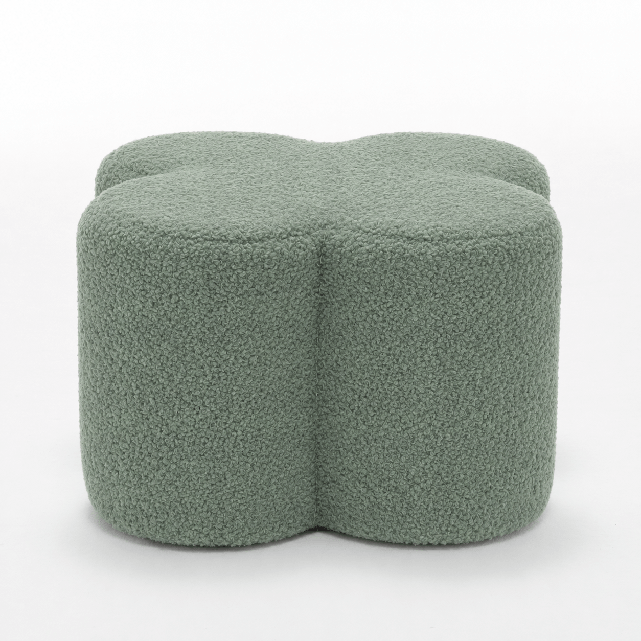SEYNAR Modern Teddy Fabric Ottoman, Clover Footstool Footrest for Living Room