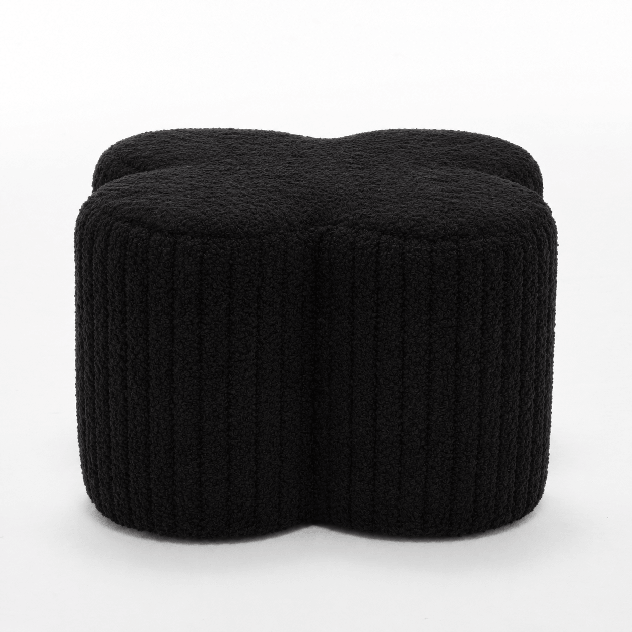 SEYNAR Modern Teddy Fabric Ottoman, Clover Footstool Footrest for Living Room
