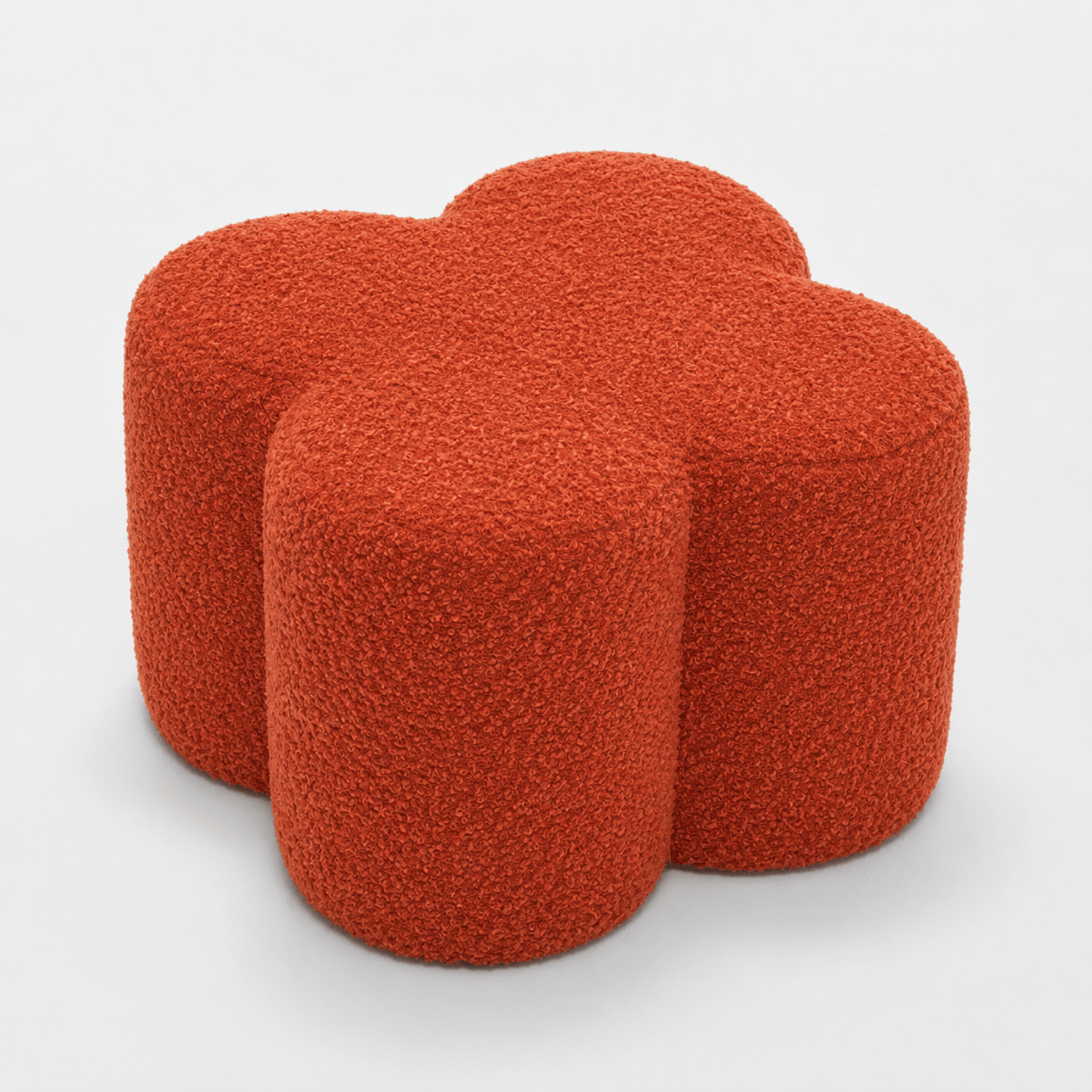 SEYNAR Modern Teddy Fabric Ottoman, Clover Footstool Footrest for Living Room