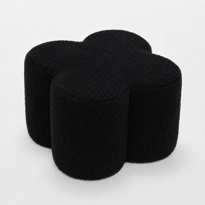SEYNAR Modern Teddy Fabric Ottoman, Clover Footstool Footrest for Living Room