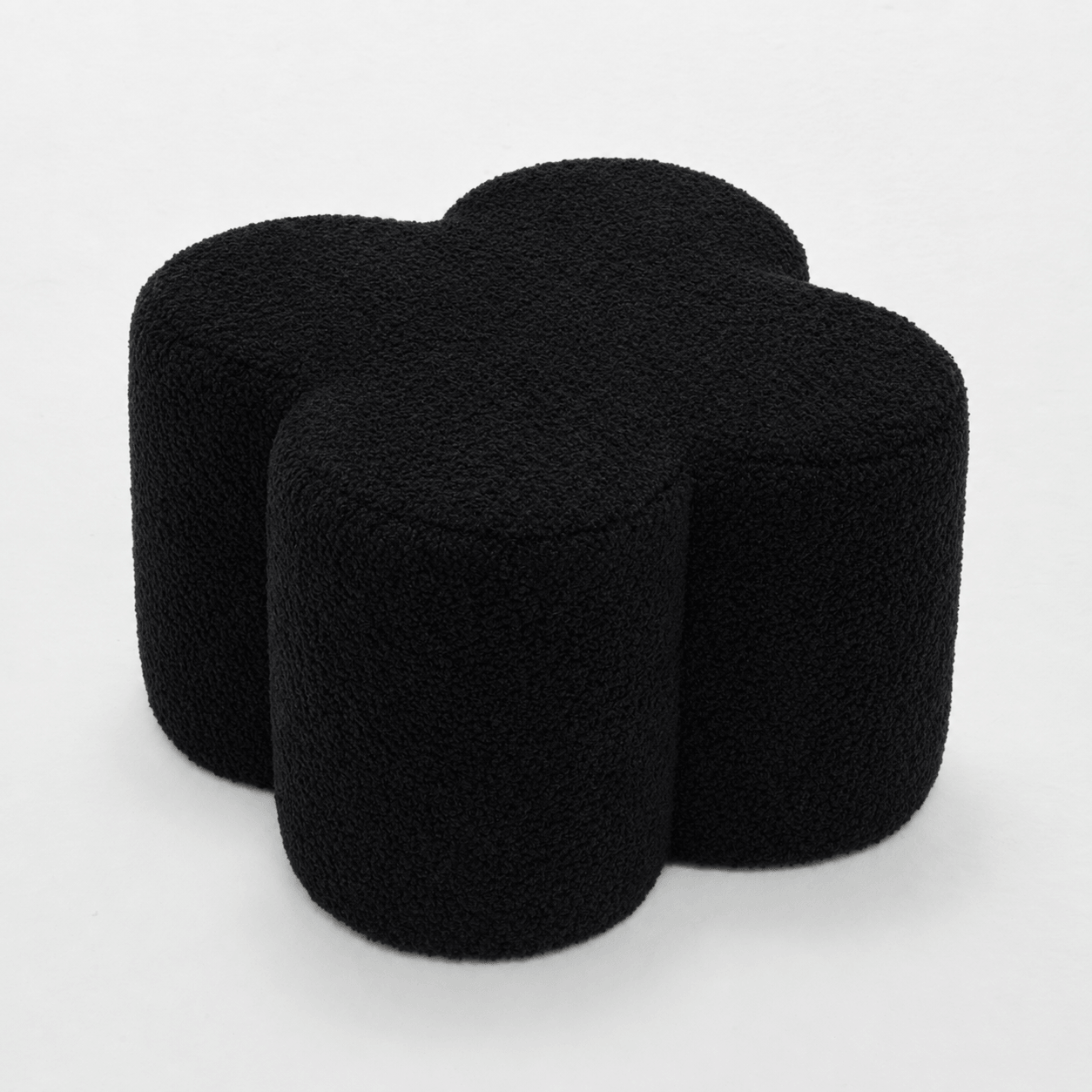 SEYNAR Modern Teddy Fabric Ottoman, Clover Footstool Footrest for Living Room