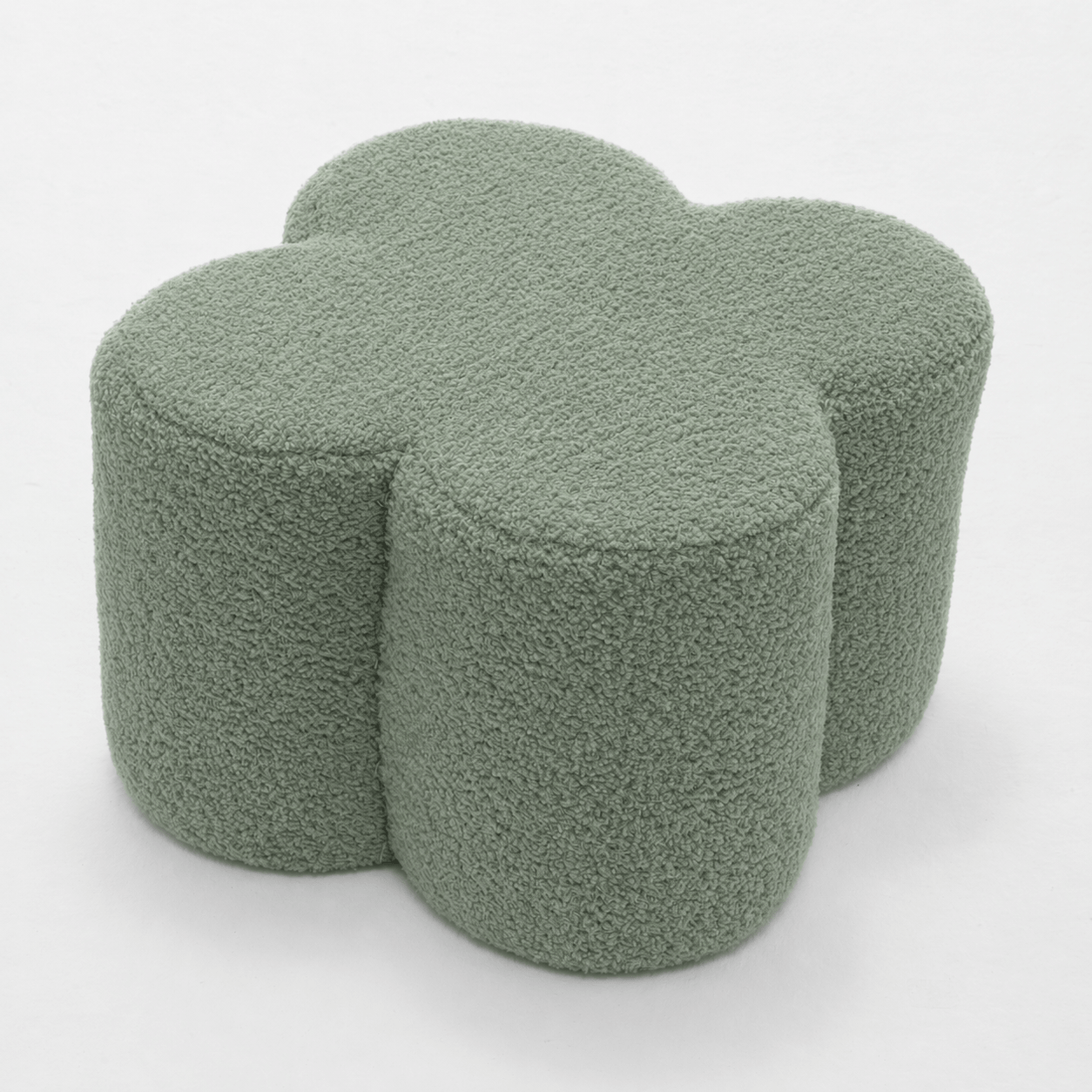 SEYNAR Modern Teddy Fabric Ottoman, Clover Footstool Footrest for Living Room