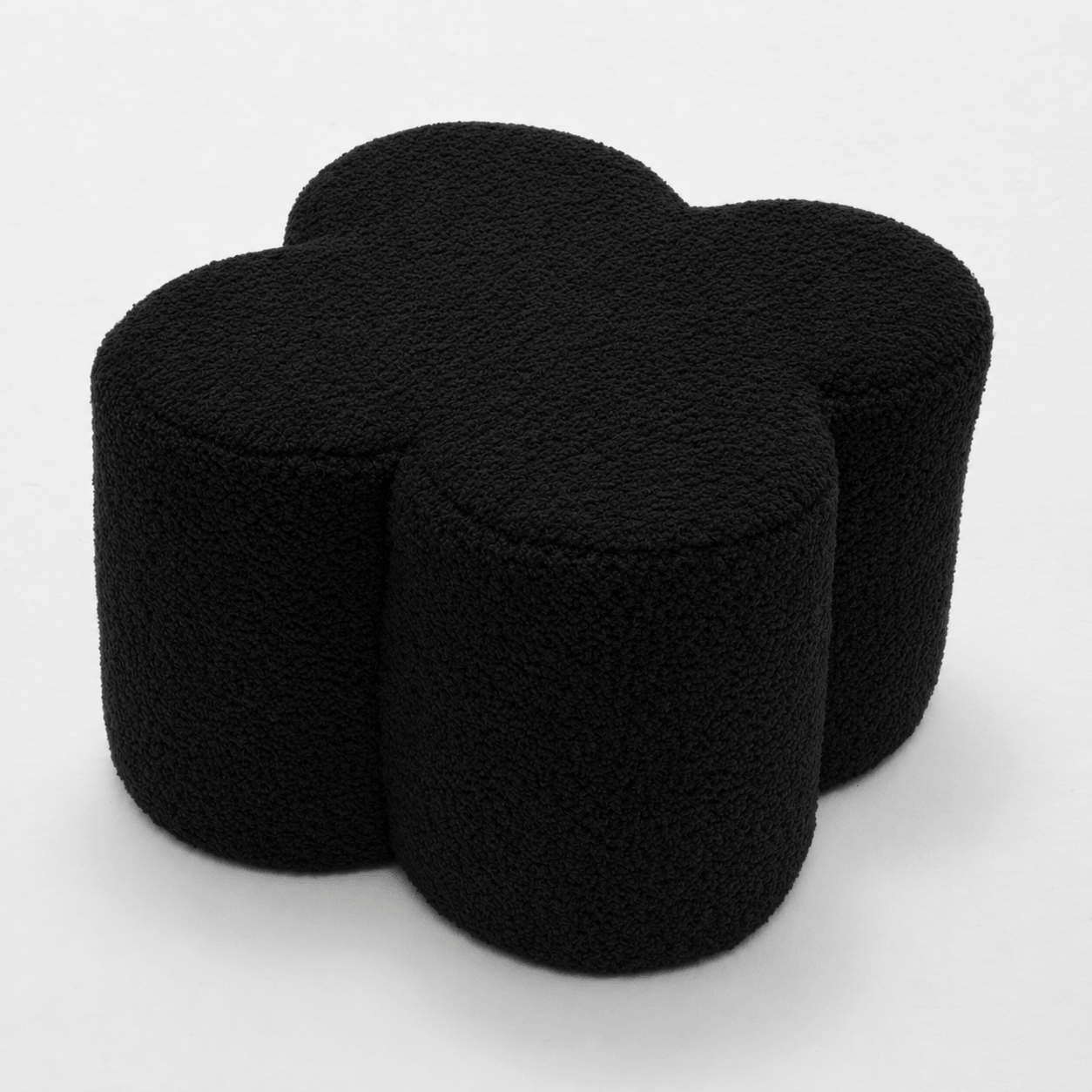 SEYNAR Modern Teddy Fabric Ottoman, Clover Footstool Footrest for Living Room