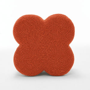 SEYNAR Modern Teddy Fabric Ottoman, Clover Footstool Footrest for Living Room