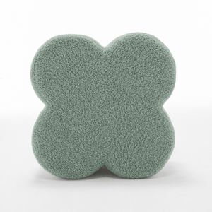 SEYNAR Modern Teddy Fabric Ottoman, Clover Footstool Footrest for Living Room