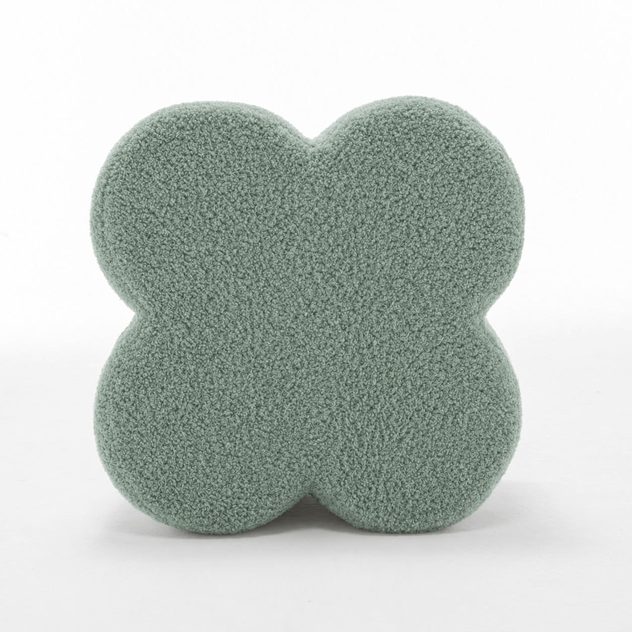 SEYNAR Modern Teddy Fabric Ottoman, Clover Footstool Footrest for Living Room