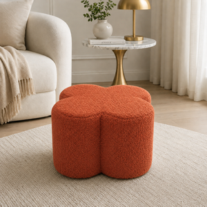 SEYNAR Modern Teddy Fabric Ottoman, Clover Footstool Footrest for Living Room