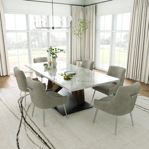 SEYNAR Modern Velvet Pleated Finish Back Dining Chair Set of 2/4/6 with Rear Handle
