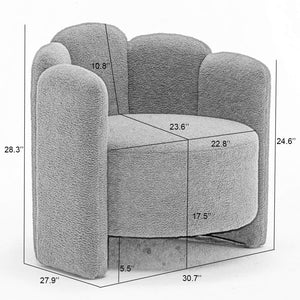 SEYNAR Modern Glam Faux Sherpa Upholstered Round Accent Chair with Flower Shaped Back Design(Single/Set of 2)