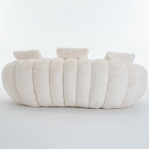 SEYNAR 75" Modern Loveseat Sofa with 3 Pillows, Cozy Faux Fur Double Couch for Living Room