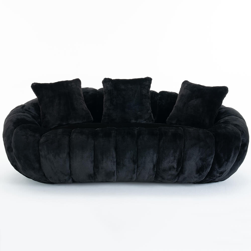 SEYNAR 75" Modern Loveseat Sofa with 3 Pillows, Cozy Faux Fur Double Couch for Living Room