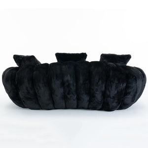 SEYNAR 75" Modern Loveseat Sofa with 3 Pillows, Cozy Faux Fur Double Couch for Living Room