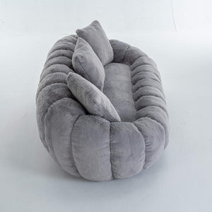 SEYNAR 75" Modern Loveseat Sofa with 3 Pillows, Cozy Faux Fur Double Couch for Living Room